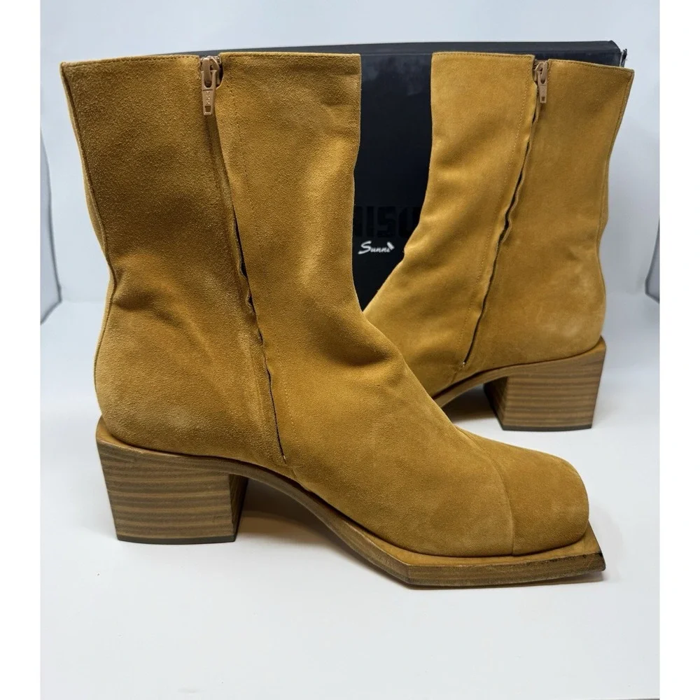 Sunni Sunni Stacked Heel Camel Suede Boots Size 13 US 46 EU